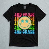 Groovy Second Grade Vibes Face Retro Teachers Back To School T-Shirt