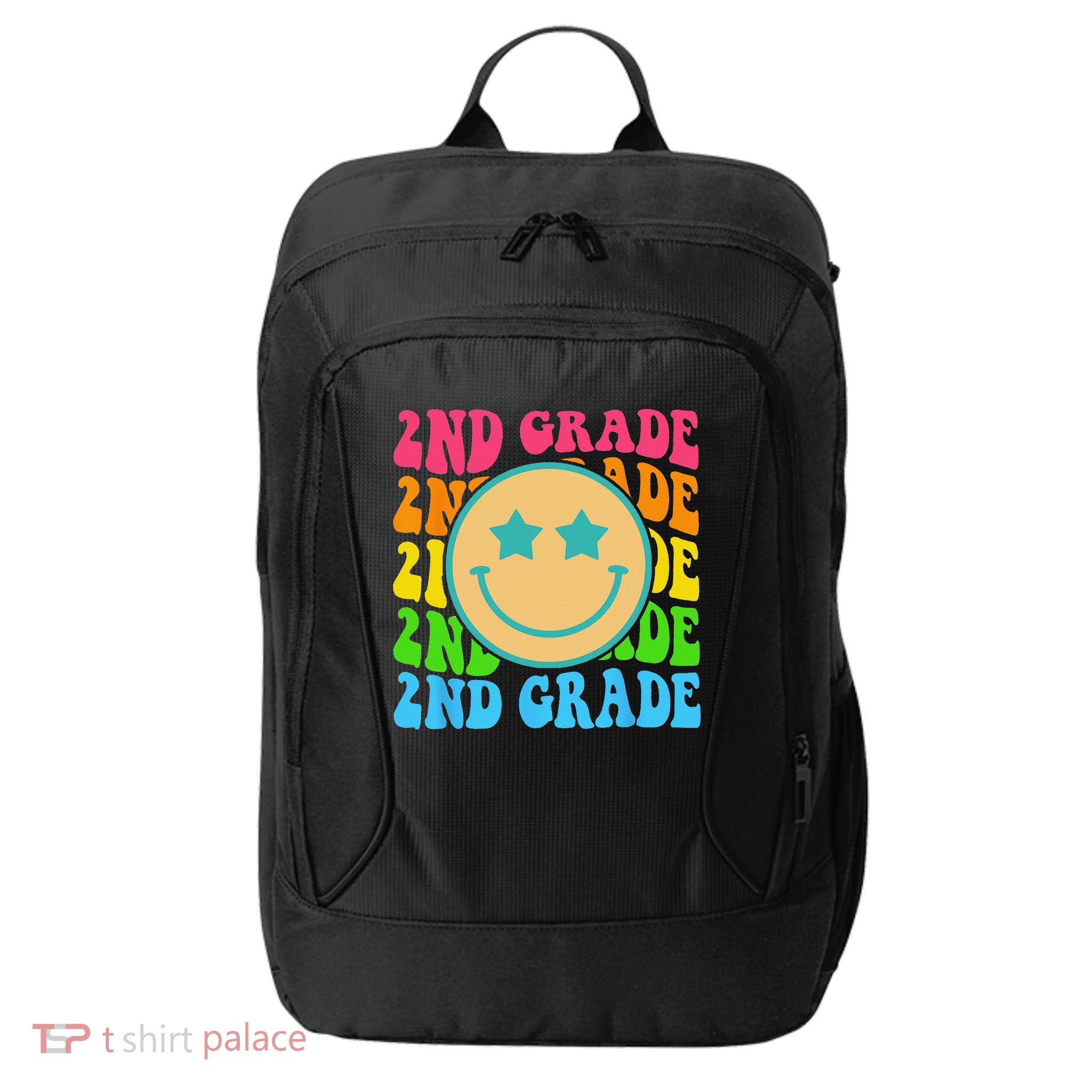 Groovy Second Grade Vibes Face Retro Teachers Back To School City Backpack