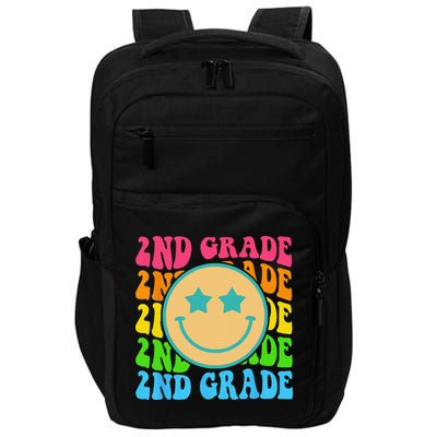 Groovy Second Grade Vibes Face Retro Teachers Back To School Impact Tech Backpack