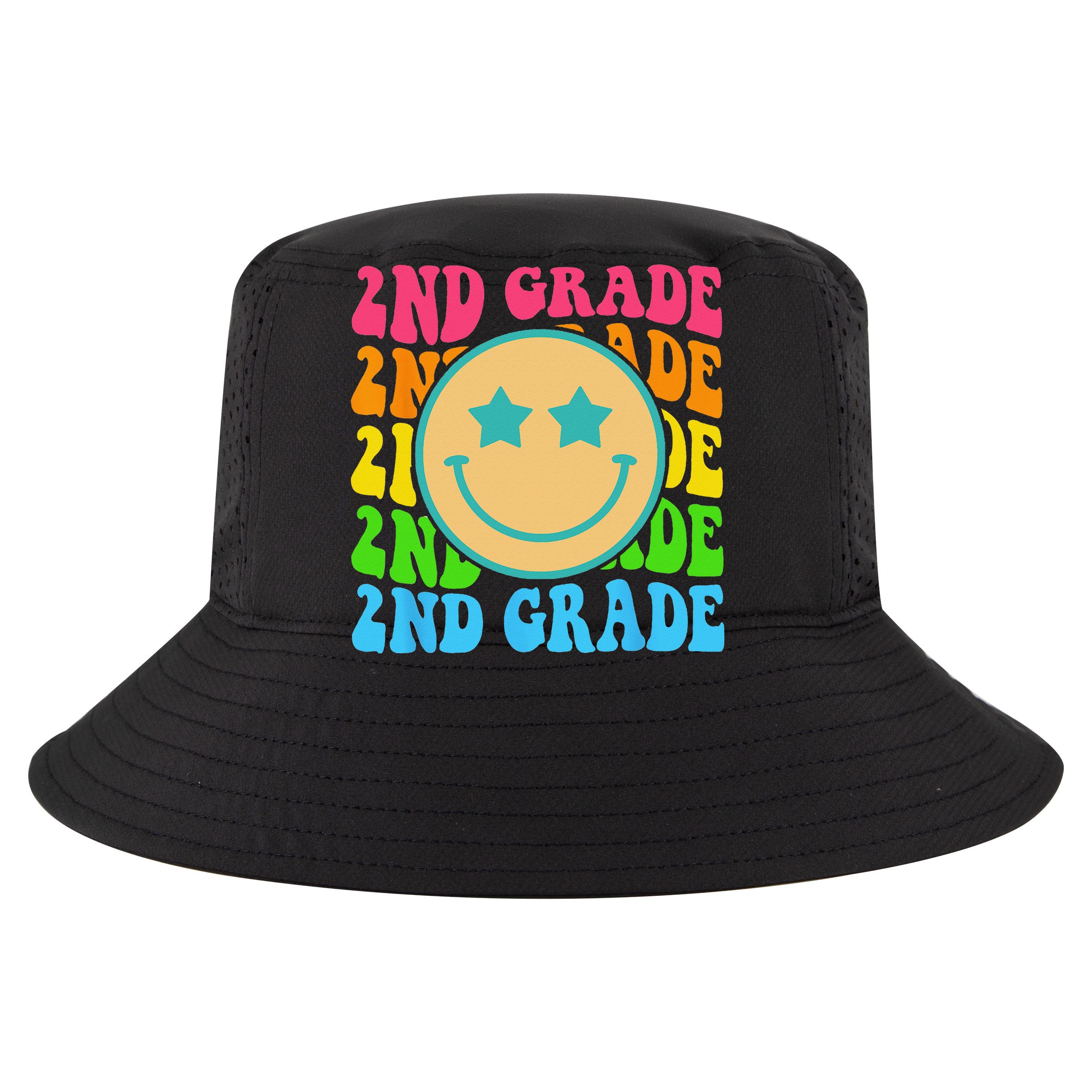 Groovy Second Grade Vibes Face Retro Teachers Back To School Sustainable Bucket Hat