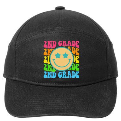 Groovy Second Grade Vibes Face Retro Teachers Back To School 7-Panel Snapback Hat
