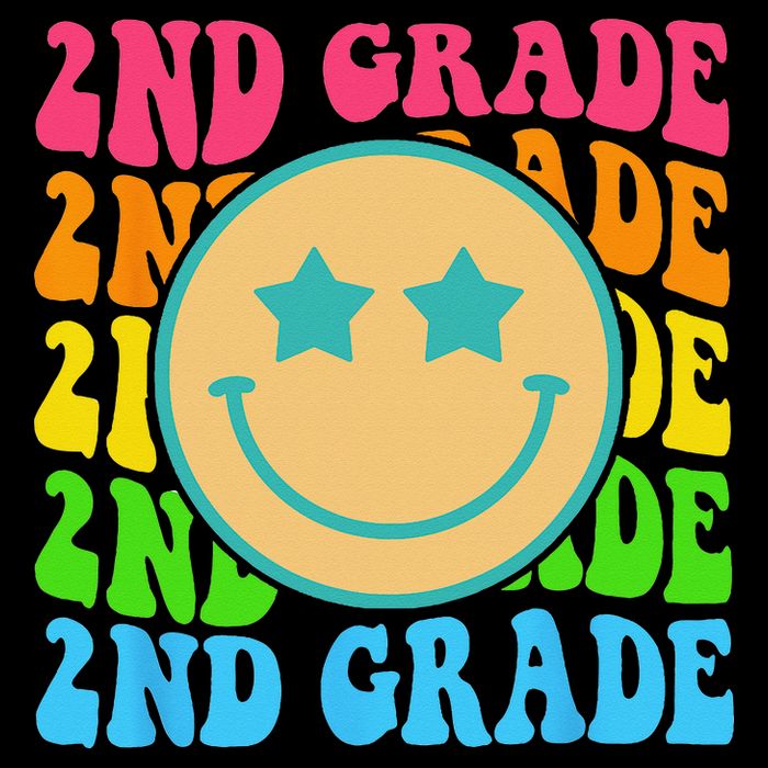 Groovy Second Grade Vibes Face Retro Teachers Back To School 7-Panel Snapback Hat