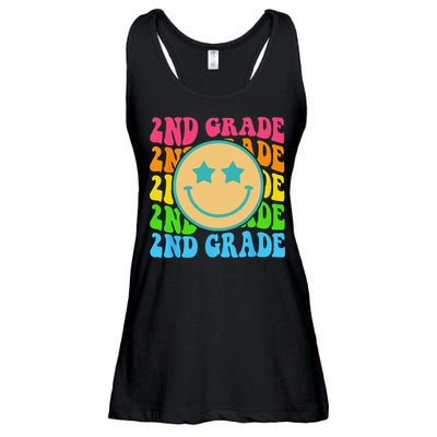 Groovy Second Grade Vibes Face Retro Teachers Back To School Ladies Essential Flowy Tank