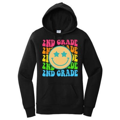 Groovy Second Grade Vibes Face Retro Teachers Back To School Women's Pullover Hoodie