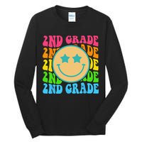 Groovy Second Grade Vibes Face Retro Teachers Back To School Tall Long Sleeve T-Shirt