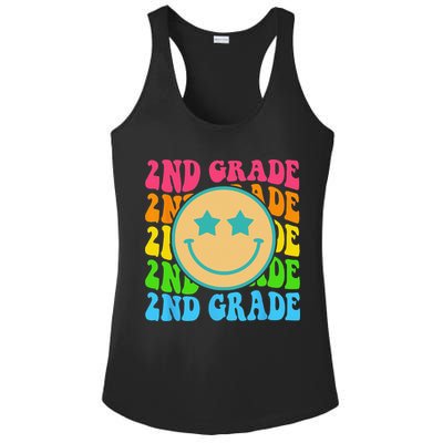 Groovy Second Grade Vibes Face Retro Teachers Back To School Ladies PosiCharge Competitor Racerback Tank