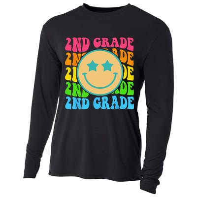 Groovy Second Grade Vibes Face Retro Teachers Back To School Cooling Performance Long Sleeve Crew