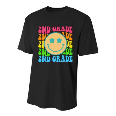 Groovy Second Grade Vibes Face Retro Teachers Back To School Youth Performance Sprint T-Shirt