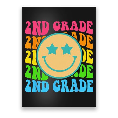 Groovy Second Grade Vibes Face Retro Teachers Back To School Poster