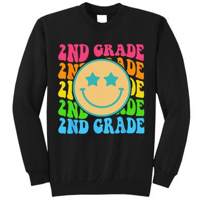 Groovy Second Grade Vibes Face Retro Teachers Back To School Tall Sweatshirt