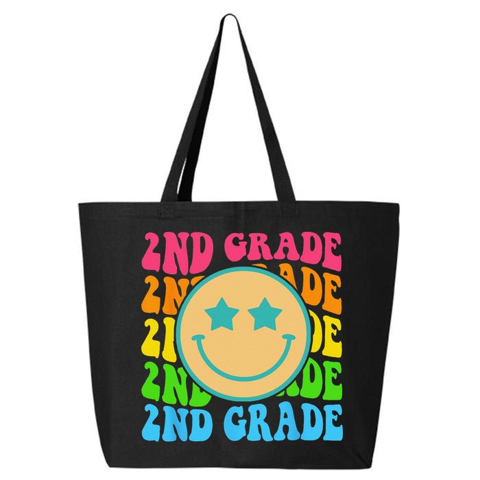 Groovy Second Grade Vibes Face Retro Teachers Back To School 25L Jumbo Tote