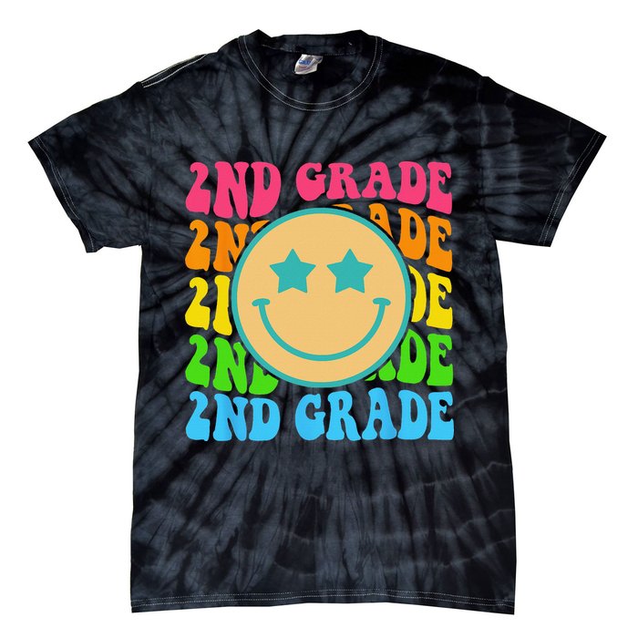 Groovy Second Grade Vibes Face Retro Teachers Back To School Tie-Dye T-Shirt