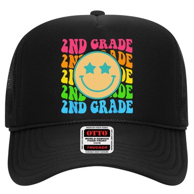 Groovy Second Grade Vibes Face Retro Teachers Back To School Trucker Hat