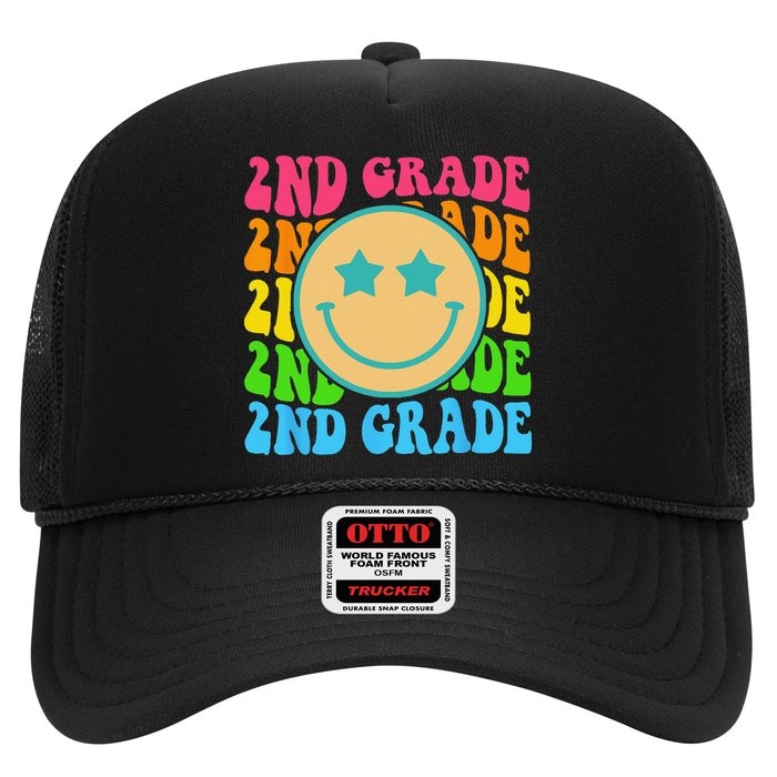 Groovy Second Grade Vibes Face Retro Teachers Back To School Trucker Hat