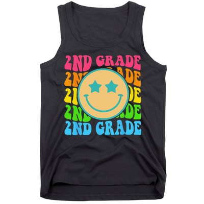 Groovy Second Grade Vibes Face Retro Teachers Back To School Tank Top