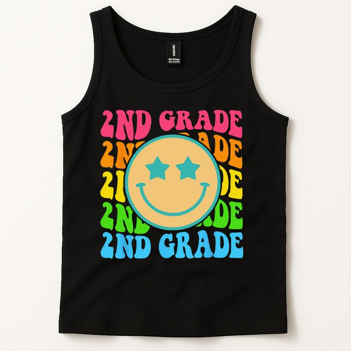 Groovy Second Grade Vibes Face Retro Teachers Back To School Tank Top