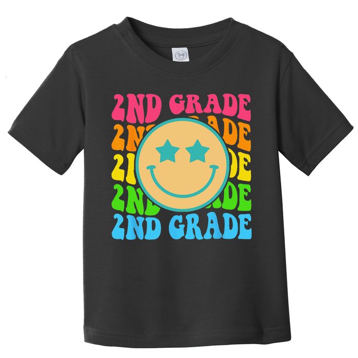 Groovy Second Grade Vibes Face Retro Teachers Back To School Toddler T-Shirt