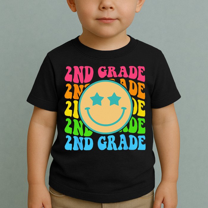 Groovy Second Grade Vibes Face Retro Teachers Back To School Toddler T-Shirt