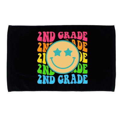 Groovy Second Grade Vibes Face Retro Teachers Back To School Microfiber Hand Towel