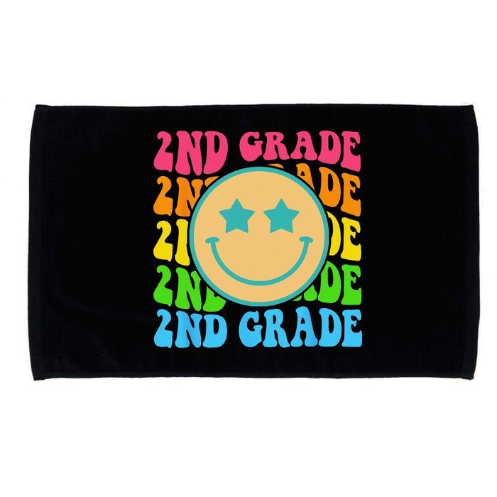 Groovy Second Grade Vibes Face Retro Teachers Back To School Microfiber Hand Towel