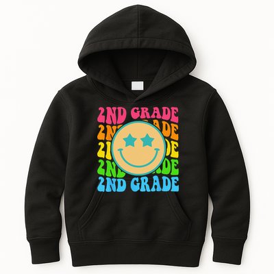 Groovy Second Grade Vibes Face Retro Teachers Back To School Kids Hoodie