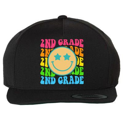 Groovy Second Grade Vibes Face Retro Teachers Back To School Wool Snapback Cap