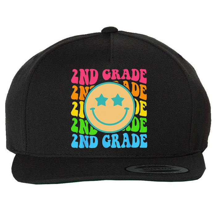 Groovy Second Grade Vibes Face Retro Teachers Back To School Wool Snapback Cap