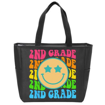 Groovy Second Grade Vibes Face Retro Teachers Back To School Zip Tote Bag