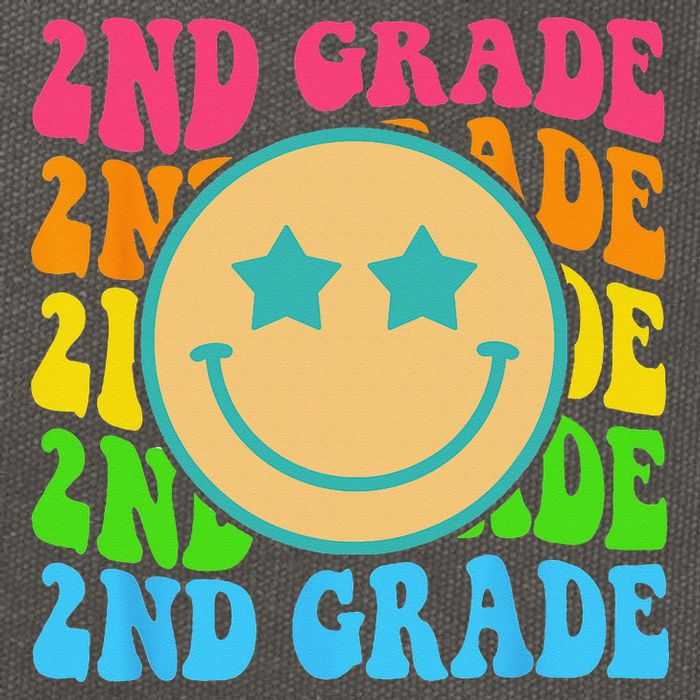 Groovy Second Grade Vibes Face Retro Teachers Back To School Cotton Canvas Backpack