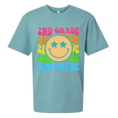 Groovy Second Grade Vibes Face Retro Teachers Back To School Sueded Cloud Jersey T-Shirt