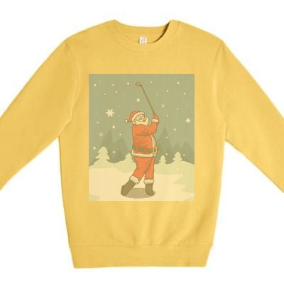 Golfing Santa Golfer Golf Funny Christmas Ugly Christmas Gift Premium Crewneck Sweatshirt