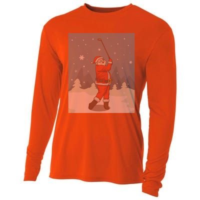 Golfing Santa Golfer Golf Funny Christmas Ugly Christmas Gift Cooling Performance Long Sleeve Crew