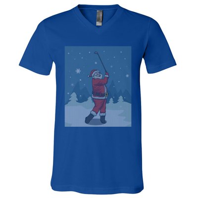 Golfing Santa Golfer Golf Funny Christmas Ugly Christmas Gift V-Neck T-Shirt