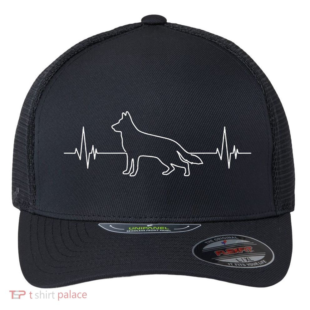 German Shepherd German Shepherd Heartbeat Flexfit Unipanel Trucker Cap