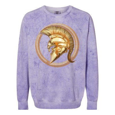 Golden Spartan Gladiator Warrior Helmet Colorblast Crewneck Sweatshirt