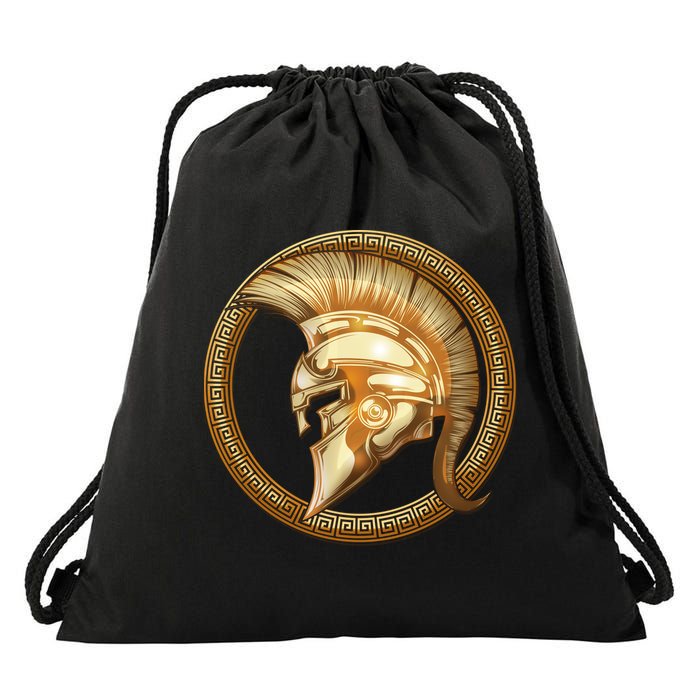 Golden Spartan Gladiator Warrior Helmet Drawstring Bag