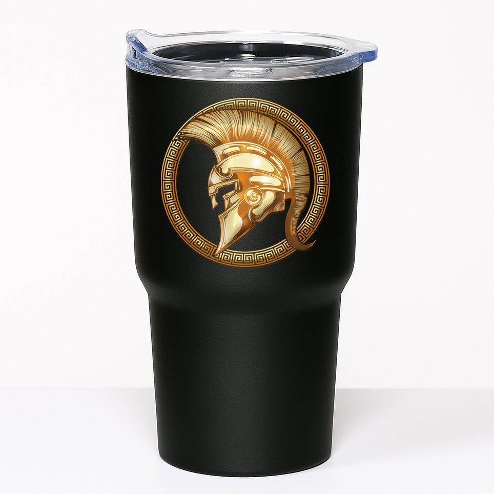 Golden Spartan Gladiator Warrior Helmet Tumbler