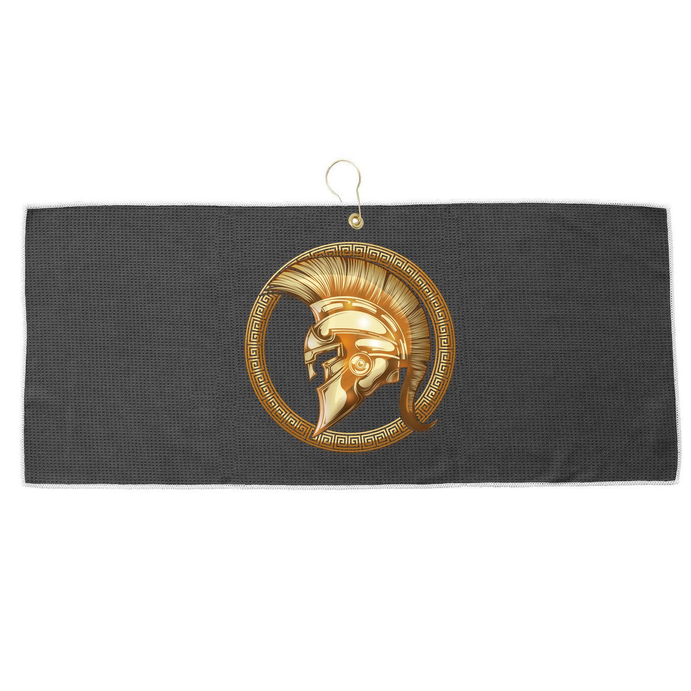 Golden Spartan Gladiator Warrior Helmet Large Microfiber Waffle Golf Towel