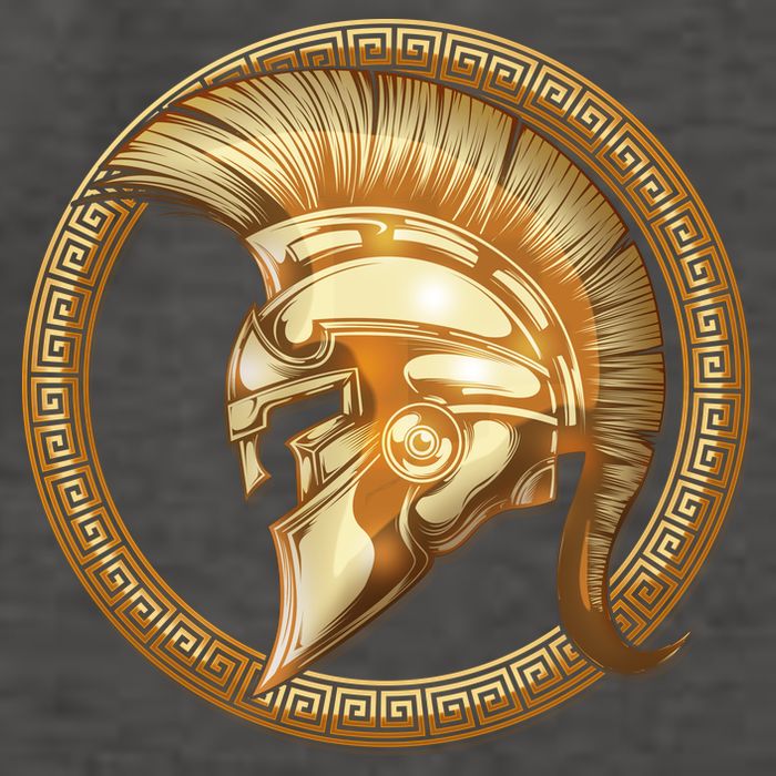 Golden Spartan Gladiator Warrior Helmet Vector Backpack