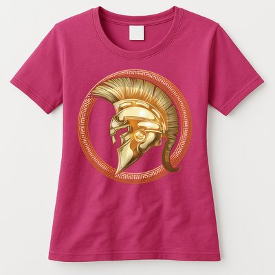 Golden Spartan Gladiator Warrior Helmet Womens T-Shirt