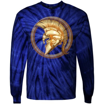 Golden Spartan Gladiator Warrior Helmet Tie-Dye Long Sleeve Shirt