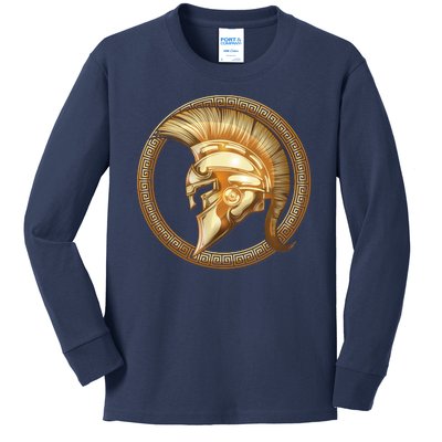 Golden Spartan Gladiator Warrior Helmet Kids Long Sleeve Shirt