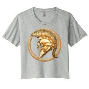 Golden Spartan Gladiator Warrior Helmet Women's Crop Top Tee