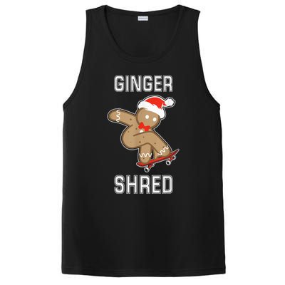 Ginger Shred Gingerbread Man Skateboarding Funny Christmas PosiCharge Competitor Tank