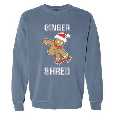 Ginger Shred Gingerbread Man Skateboarding Funny Christmas Garment-Dyed Sweatshirt