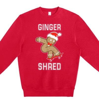 Ginger Shred Gingerbread Man Skateboarding Funny Christmas Premium Crewneck Sweatshirt