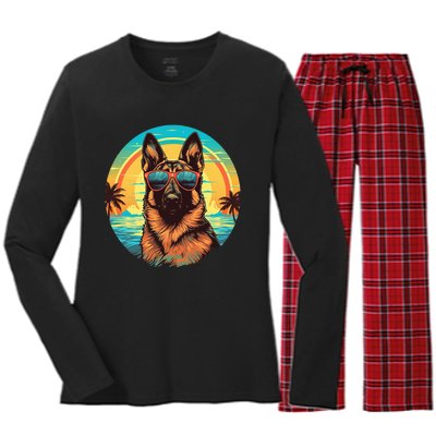 German Shepherd Women's Long Sleeve Flannel Pajama Set 