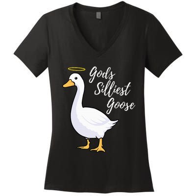 Gods Silliest Goose Women's V-Neck T-Shirt