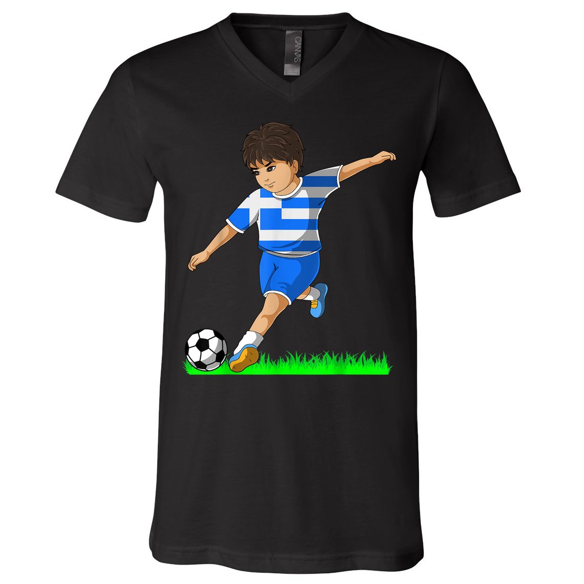 Greek Soccer  Greece Flag Jersey Football Fans V-Neck T-Shirt