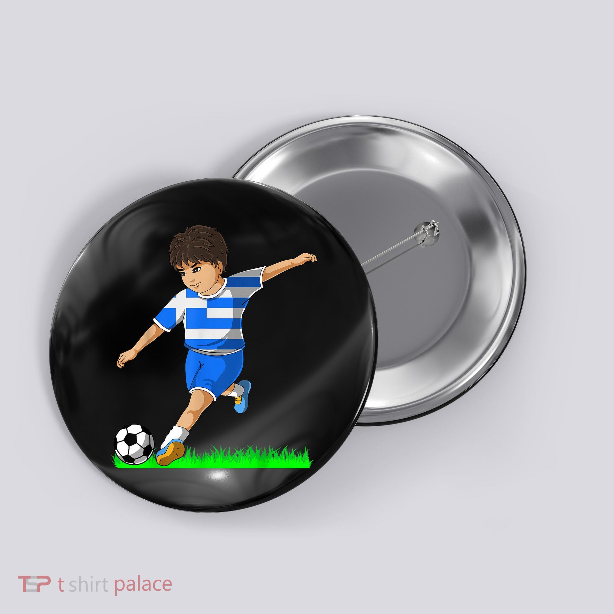 Greek Soccer  Greece Flag Jersey Football Fans Button